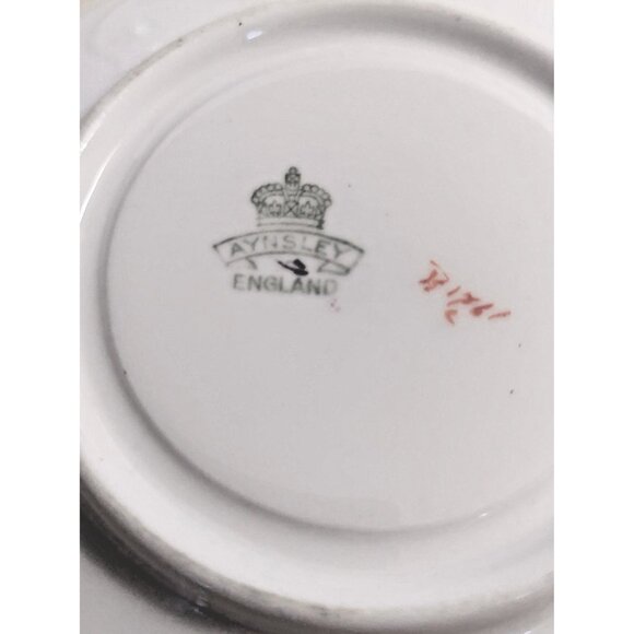 Vintage Aynsley Trio Set Cup, Saucer and Breakfast Plate Flower Basket 1920's - Picture 14 of 16
